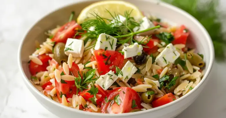 Orzo and Tomato Salad with Tangy Feta - Light & Flavorful