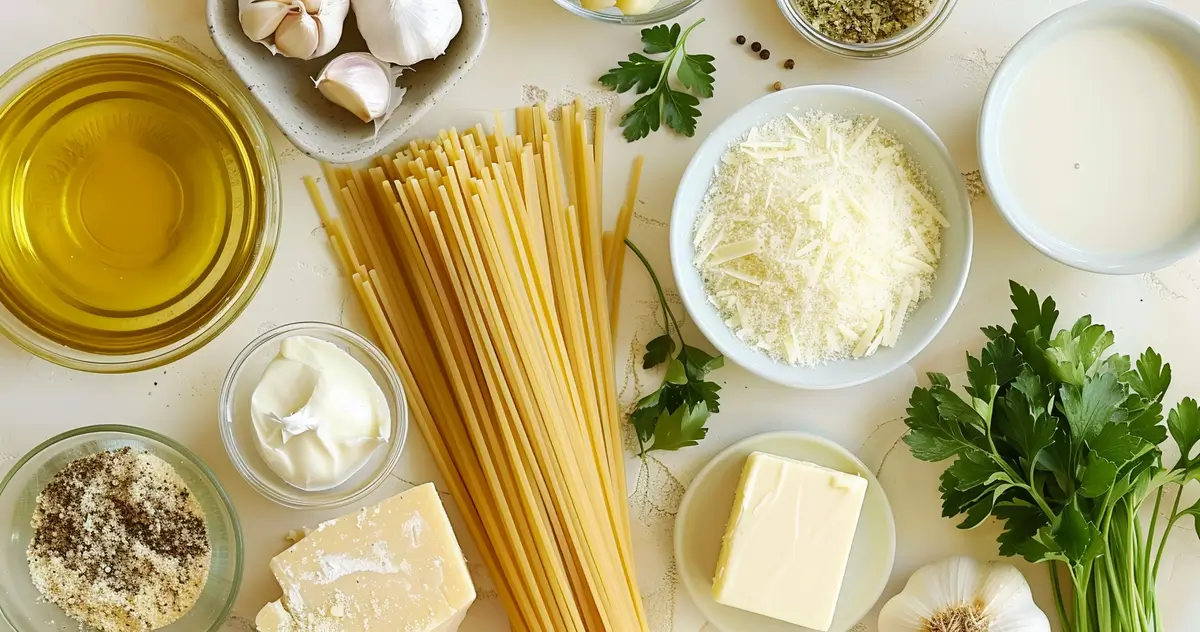 Creamy Garlic Pasta recipe ingredients