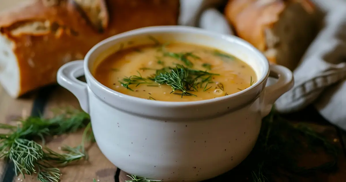 Czech soup sour cream and dill