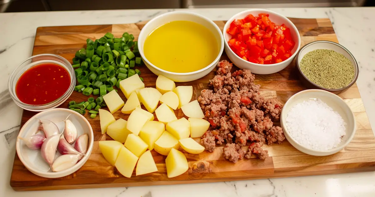 Ground beef and potatoes recipe ingredients